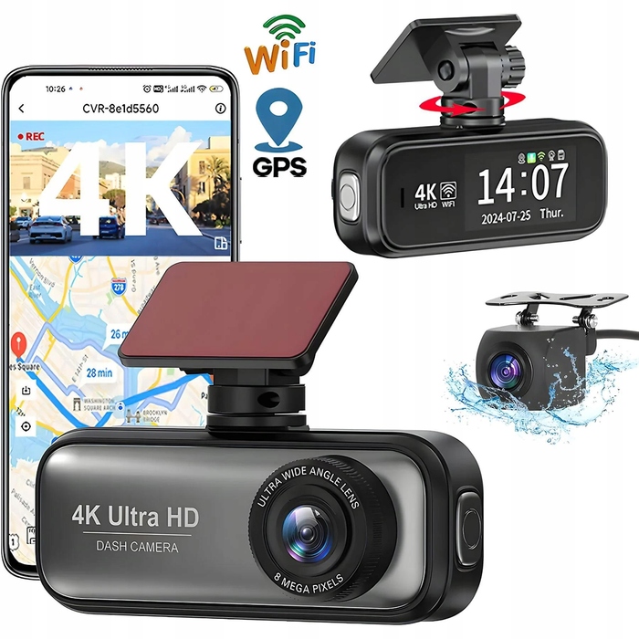 Автомобільний відеореєстратор DIAWAY C900A 4K UHD з Wi-Fi, GPS та задньою камерою