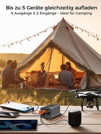 Powerbank Upgrade 70000 mAh з LED-дисплеєм: Швидка зарядка 30W, 5 виходів USB та 2 входи, для iPhone, кемпінгу