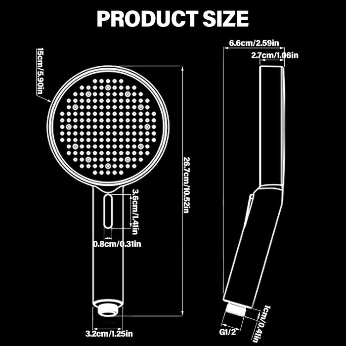 JINYOMFLY LED Shower Head with Lights, Shower Head with LED Lighting, 15CM Shower Head Color Changing, 3 Shower Modes Shower Light, Shower Head Light with Liquid Silicone Nozzle