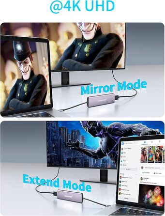 Док-станція Lemorele Upgrade 2025: USB-C/A, 10Gbps, 3 монітори, 14 в 1, HDMI 4K, Ethernet, USB 3.2/2.0, VGA, Type-C 3.1, PD 100W, Audio, SD/TF, для Windows, MacBook (фіолетовий)