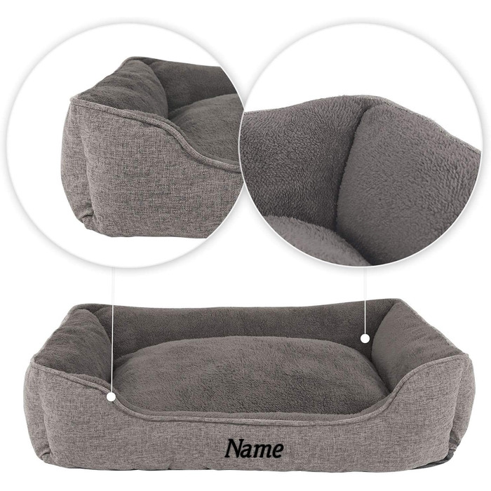 М'яке ліжко для собак Lionto знімний чохол, 75x60 см, сіре, з антиковзким дном