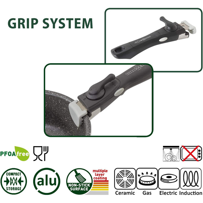 Набір посуду для кемпінгу BRUNNER Alu (каструлі та сковорідки) - 7+1, Vakublock, для 4 осіб, з антипригарним покриттям, легкий, високоякісний, складаний, діаметр 22 см