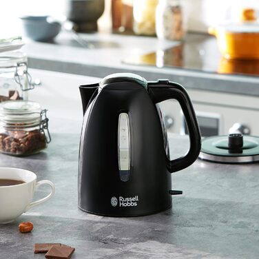 Електричний чайник Russell Hobbs 1.7л, 2400W, чорний, з LED-підсвічуванням, функція швидкого кип'ятіння, фільтр від накипу, індикатор рівня води