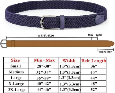 Плетений пояс з еластичного полотна для чоловіків, жінок та юніорів, багатокольоровий, блакитний, 70/75 см, розмір S