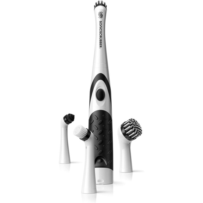 SonicScrubber - Electric Cleaning Brush - Includes 4 Brush Heads - Ideal for All Rooms and Surfaces - AA Batteries Included (Household for Kitchen and Bathroom)