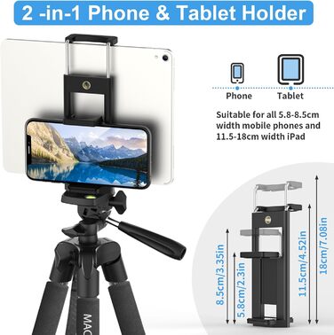 Штатив Handy Upgrade 165 см для камери, смартфона, iPad. 360° обертання, портативний трипод з пультом дистанційного керування. Сумісний з усіма телефонами, iPhone, Samsung, камерами, GoPro (сірий)