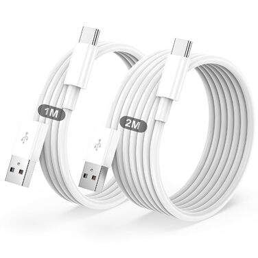 Кабель USB Type-C 1м + 2м (2 шт.) для iPhone, Galaxy, iPad - білий
