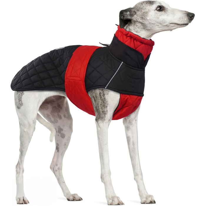 Greyhound Warm Winter Coat, Greyhound Coat Adjustable Outdoor Greyhound Dog Jacket with Harness Hole Warm Dog Clothing Greyhound/Salukis (XL, Red)