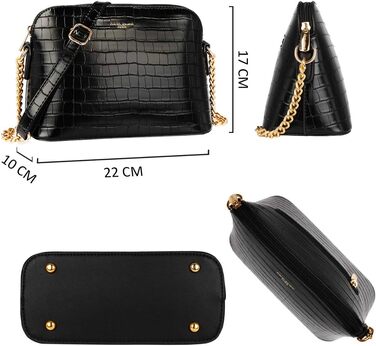 Сумка крос-боді David Jones жіноча зі штучної шкіри (екошкіра) чорного кольору з ланцюжком - елегантна повсякденна та вечірня сумка-клатч