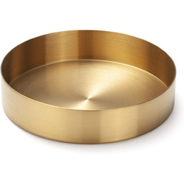 Round Stainless Steel Serving Tray, Gold Jewelry and Makeup Organizer/Candle Tray Gold (14 cm)