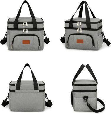 Термосумка JANSBEN для 12 банок: компактна, ізольована, з 6 відділеннями для пікніка, роботи та авто (сіра)