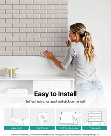 Самоклеючі акустичні панелі для шумоізоляції стін, звукопоглинаючі плити тип «цегла» високої щільності для звукозапису та декору, 30x30x0.9 см, бежевий (18 шт)