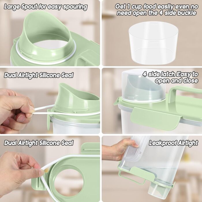 Контейнер для зберігання корму для собак та котів LEAWALK, 3.6-5.4 кг, BPA-free, зелений