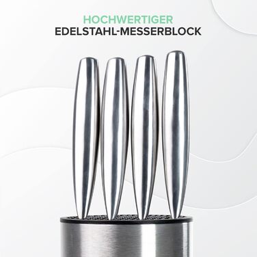 Coninx Stainless Steel Knife Block without Knives - Modern round knife block with flexible lamellae - Universal knife holder - Stylish unstocked knife block - Simplifies knife storage