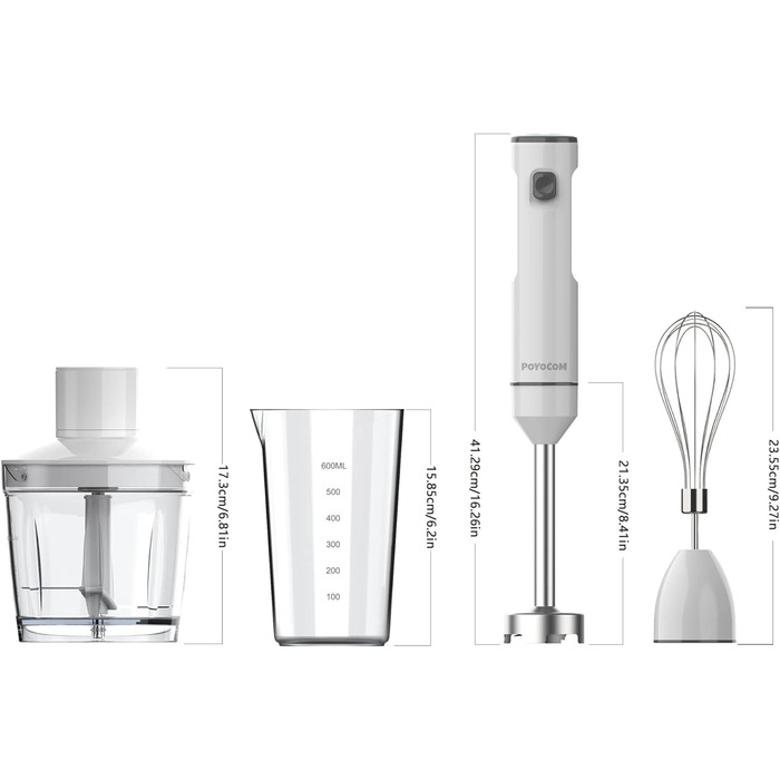 Бездротовий стаціонарний блендер POYOCOM з акумулятором, білий: для смузі, дитячого харчування та супів