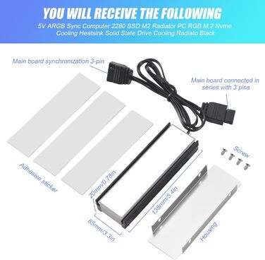 Радіатор охолодження SSD M.2 2280 з ARGB підсвічуванням Gokelomg - для комп'ютерів NVMe