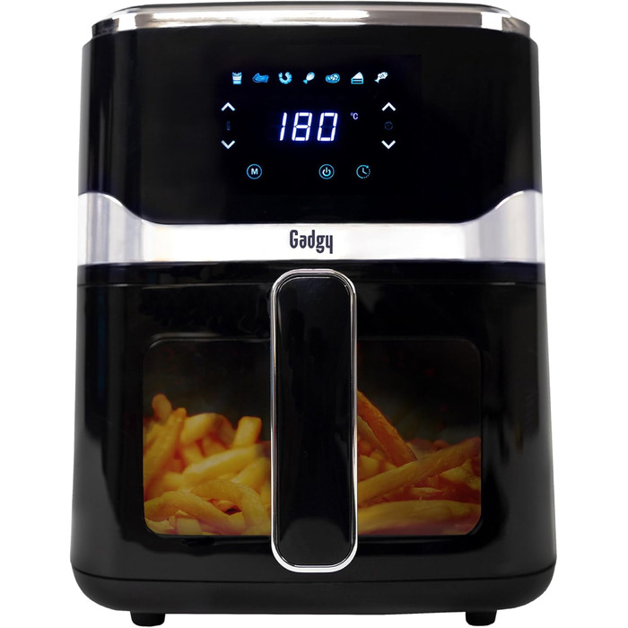 Фритюрниця без олії Gadgy 5L з цифровим дисплеєм та скляним вікном - Airfryer з антипригарним покриттям, 1400W, регулювання температури 80-200°C