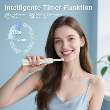 Електрична зубна щітка Rotierende для дорослих з 8 насадками, 3 режимами чищення, акумулятором на 50 днів та смарт-таймером 2 хв - Чорна