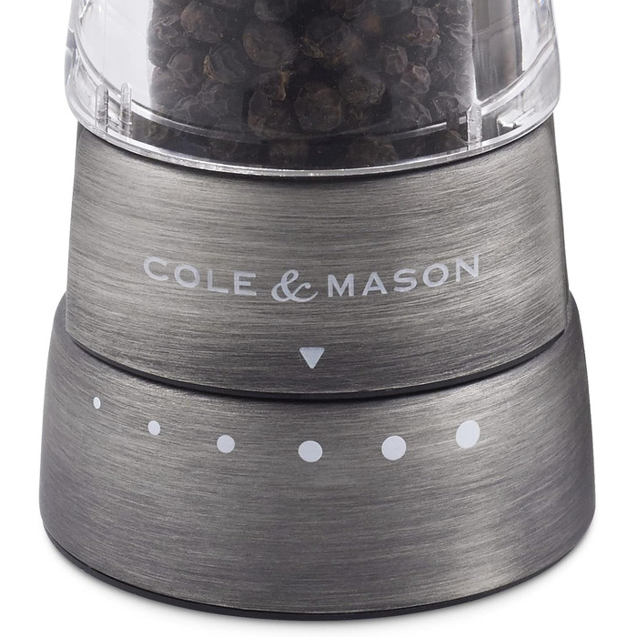 Cole & Mason H332028 Derwent Titan Salt and Pepper Mill, 2-Piece Set, Manual, Stainless Steel/Acrylic, 190mm, Precision+, Gift Set