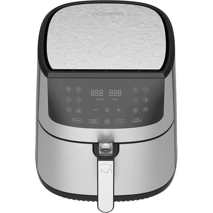 Фритюрниця MasterPRO iRocket 800 MP 6 л, 1800 Вт, без олії, LED-дисплей, чорна, антипригарна чаша, Wi-Fi, срібляста