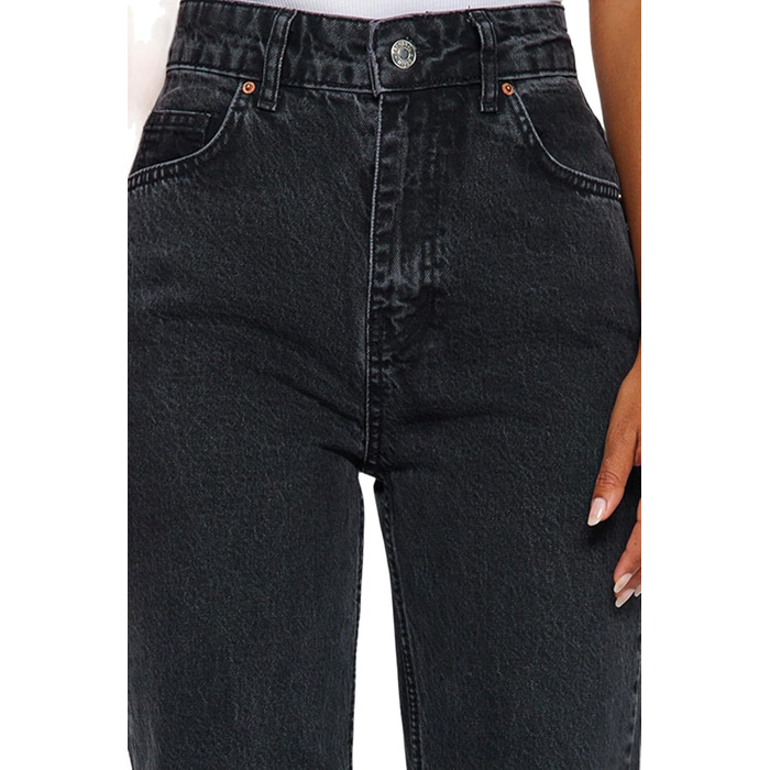 Джинси жіночі Trendyol прямого крою, висока талія, колір антрацит, розмір 44