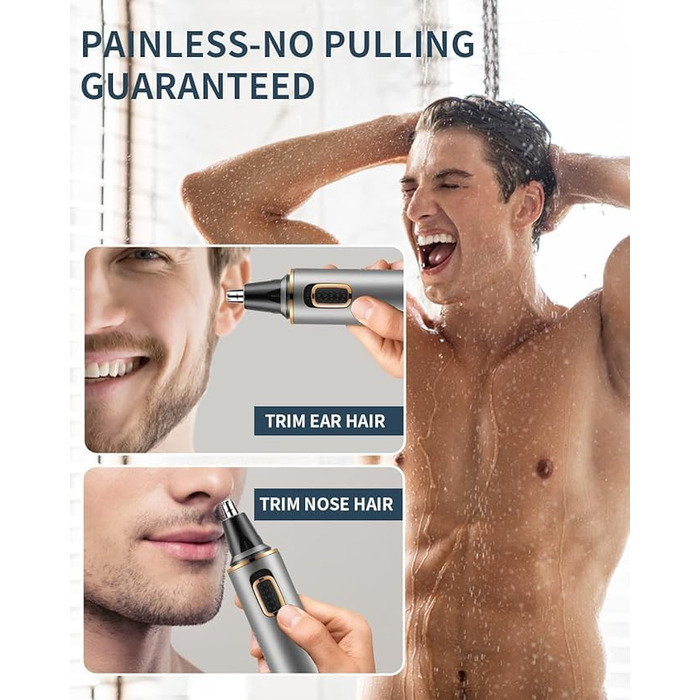 Триммер для носа Areyzin 2025 Upgrade: рожевий/сірий, водонепроникний, з двома лезами