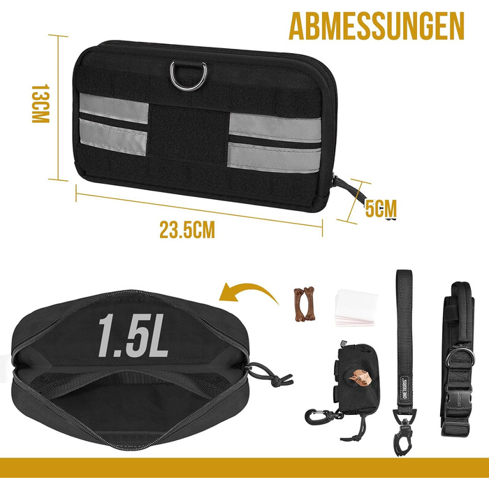 Futterbeutel OneTigris для собак (2 шт.) MOLLE система, 23,5x13x5 см, чорний