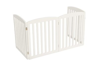 Ворота для собак PAWLAND, розкладні, дерев'яні, 60 см, 4 сходинки, для дому, саду, білі