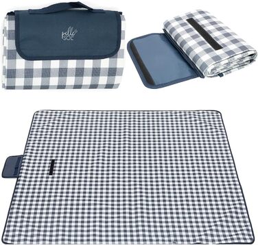 Пікнік-дека Pelle & Sol, водонепроникна, 200 x 140 см, складана, для відпочинку на природі, пляжна, з антиковзаючим покриттям, з ручкою, пісоко-стійка, придатна для прання, для саду, піших прогулянок, кемпінгу, блакитна