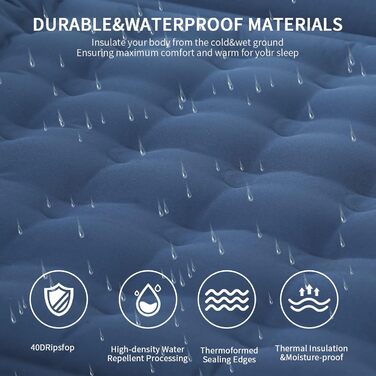 Douthfolle 12cm Camping Sleeping Pad - Inflatable Sleeping Mat with Foot Pump - Waterproof & Super King Size for Hiking, Outdoor, Camping, Tent & Travel