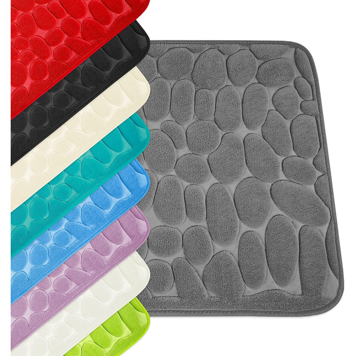 Memory Foam Bathroom Rug - Non-Slip Washable & Quick-Drying Bath Mat - 50x80 cm Black