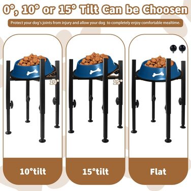 Підставка для миски для собак з підставкою для лап, регульована по висоті (15-26 см), металева, для води та корму, для маленьких, середніх та великих собак (лише стійка)