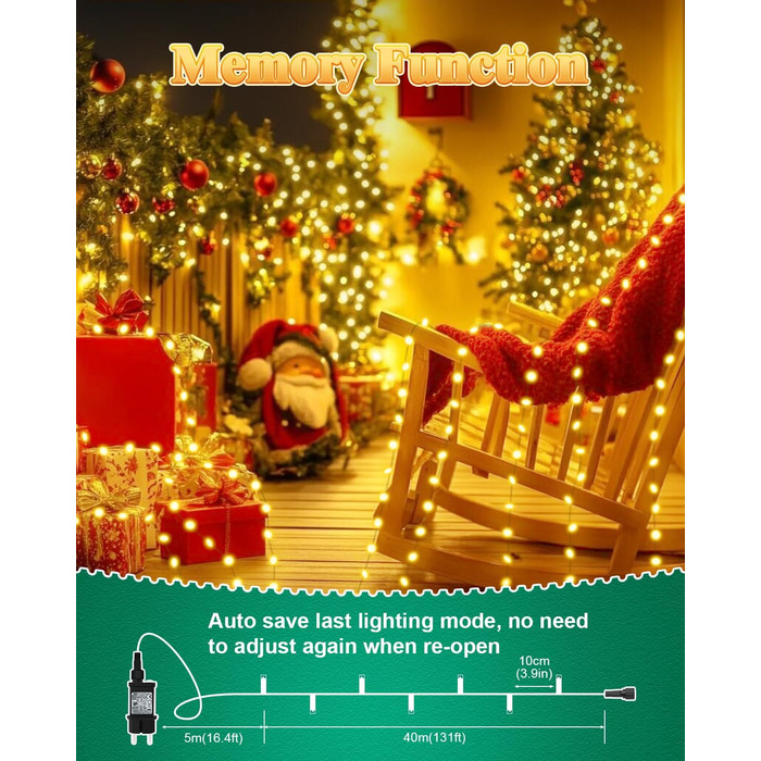 Гірлянда Halloween на 300 LED з таймером та 8 режимами освітлення, 30 метрів, тепле світло, для декорування приміщень та вулиці