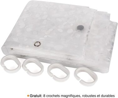 Шторка для душу WELTRXE з антигрибковим покриттям, з магнітним обтяжувачем, 183x183 см, водонепроникна, антибактеріальна, EVA, 3D-візерунок, 12 кріплень для душу, для ванни та душу