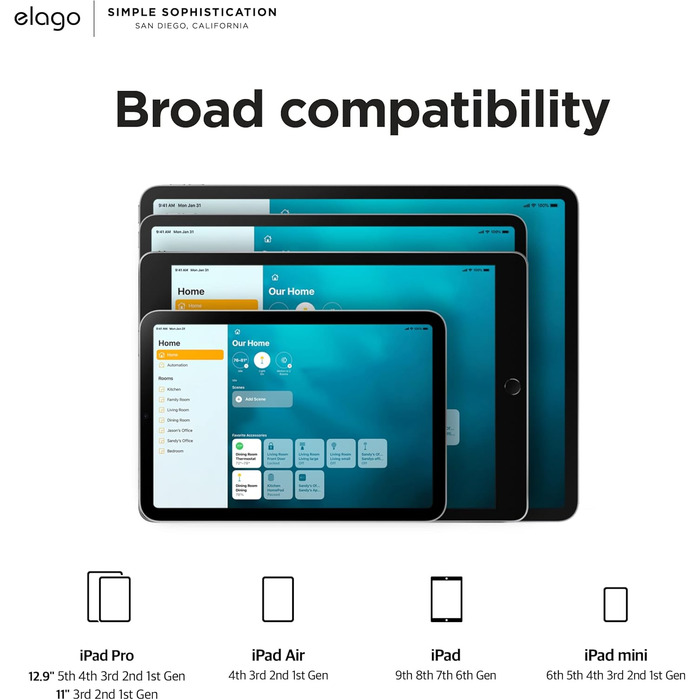 Тримач для планшета elago Home Hub Mount для Apple iPad, iPad Air/Pro, Samsung Galaxy Tab та інших планшетів, силіконовий, з кабелем-органайзером, чорний