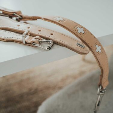 Нашийник для собак HUNTER Swiss з м'якої шкіри, ручної роботи, розмір M-L (60), колір: бежевий/натуральний