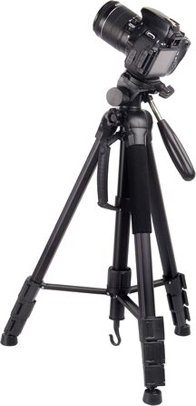 Штатив відео MOJOGEAR 140 см з тримачем для смартфона - алюмінієвий штатив для камери DSLR, екшн-камери, телефону, з кульковою головкою, швидкознімною платформою, сумкою