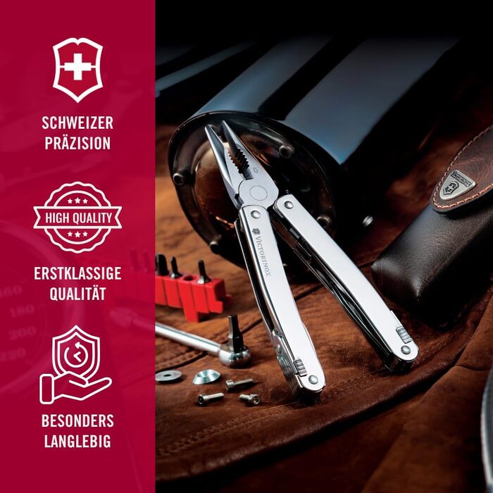 Мультитул Victorinox Swiss Tool Spirit X Plus: 35 функцій, швейцарський, з фіксатором леза, у нейлоновому чохлі