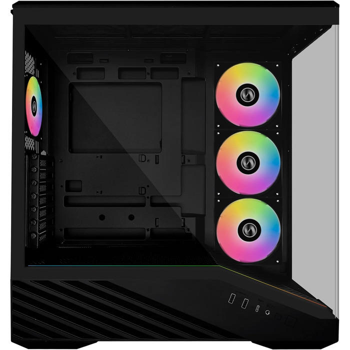 Корпус для ПК Lian Li Vector V100 чорний – ATX Midi Tower з темперованим склом, RGB-підсвічуванням, 4 x 120 мм вентилятори, підтримка радіатора 360 мм, GPU до 415 мм, сумісний з Back Connect
