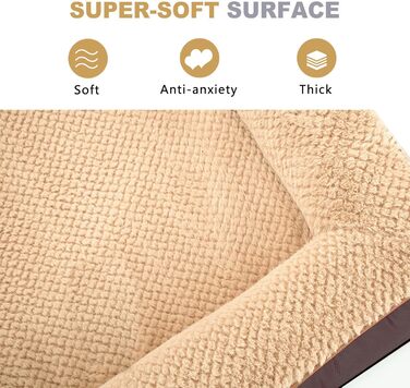 Ортопедичне ліжко для собак Joyelf середнього розміру, U-подібне диван з піни, знімний та пральний чохол та антиковзаюча підкладка для собак маленьких та середніх порід - Колір кавовий - 70*52*16.5 см
