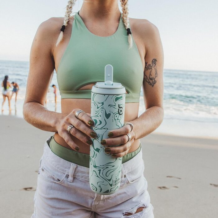 BOTTLE BOTTLE Insulated Stainless Steel Water Bottle 750 ml with Straw, Lid & Handle – Leak-Proof, BPA-Free, Double-Walled – Ideal Water Bottle for Sports, Travel & Fitness (Green) (Green Mountain Pattern)