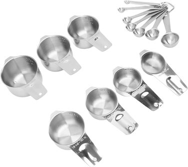 HUONIU 14-Piece Stainless Steel Measuring Cups and Spoons Set, Kitchen Utensils