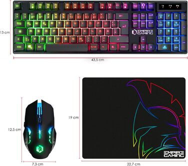 Бездротовий ігровий комплект клавіатури та миші EMPIRE GAMING Armor RF800 - RGB підсвітка, 4800 DPI, QWERTZ (DE), сумісний з PC, PS4, PS5, Xbox, Mac (білий)