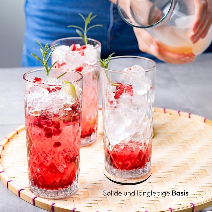 12-Piece Glass Set, 300ml Transparent Drinking Glasses, Water Glasses, Ribbed Glasses for Juice, Water, Party, Garden, Cocktail Glasses