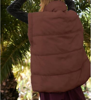 Жіноча велика пуферна жилетка Songling з коміром-стійкою, блискавкою на всю довжину, без рукавів, утеплена, стегана, тепла куртка, колір: коричневий L