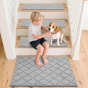 Ковзаючі сходи COSY HOMEER, 15 шт., 70 x 22 см, антиковзаючі, самоклеючі, машинне прання, 100% поліестер, TPE-підкладка, для дітей, літніх людей та домашніх тварин, сірий та білий