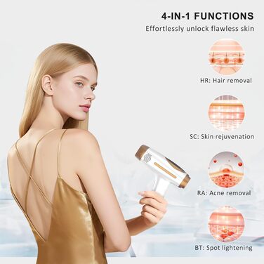 Пристрій для епіляції IPL NALONE, лазерне видалення волосся, 999 999 імпульсів, для жінок та чоловіків, 1200 нм, 2 режими, болюча епіляція для всього тіла, білий (золотий)