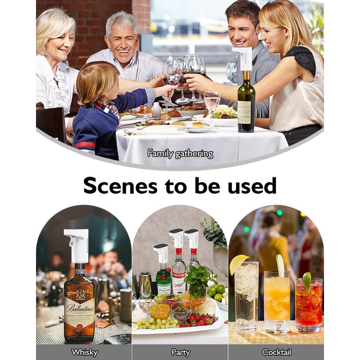 Electric Wine Decanter, Aerator, Dispenser, Pourer, Whisky Liqueur Pump, Funny, Unique, Birthday Gift, Men, Women, Mom, Dad, Boss, Brother, Husband (White)
