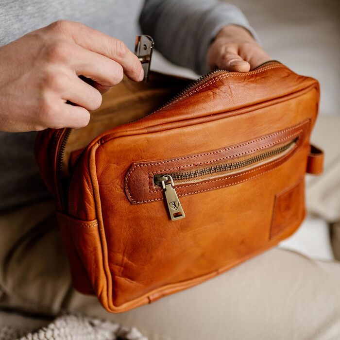 Шкіряна косметичка для подорожей Berliner Bags Vintage Paul, унісекс, коричнева (1 відділення)