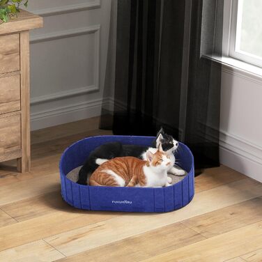 Котячий когтетоп FUKUMARU: диван з картону та фільцу, 61 см, блакитний